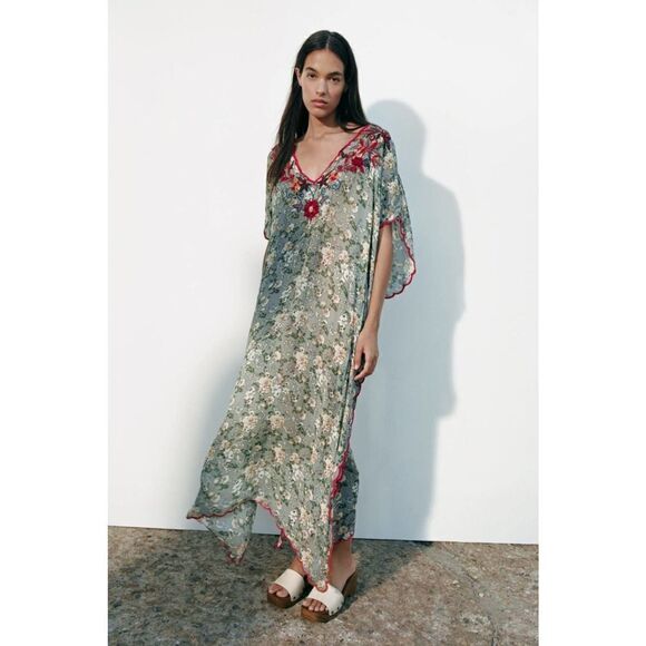 ZARA Embroidered Tunic Dress Limited New - Picture 7 of 11